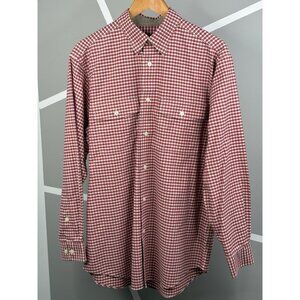 Orvis Red Check Gingham Men’s M Long Sleeve Flannel Shirt Button Down